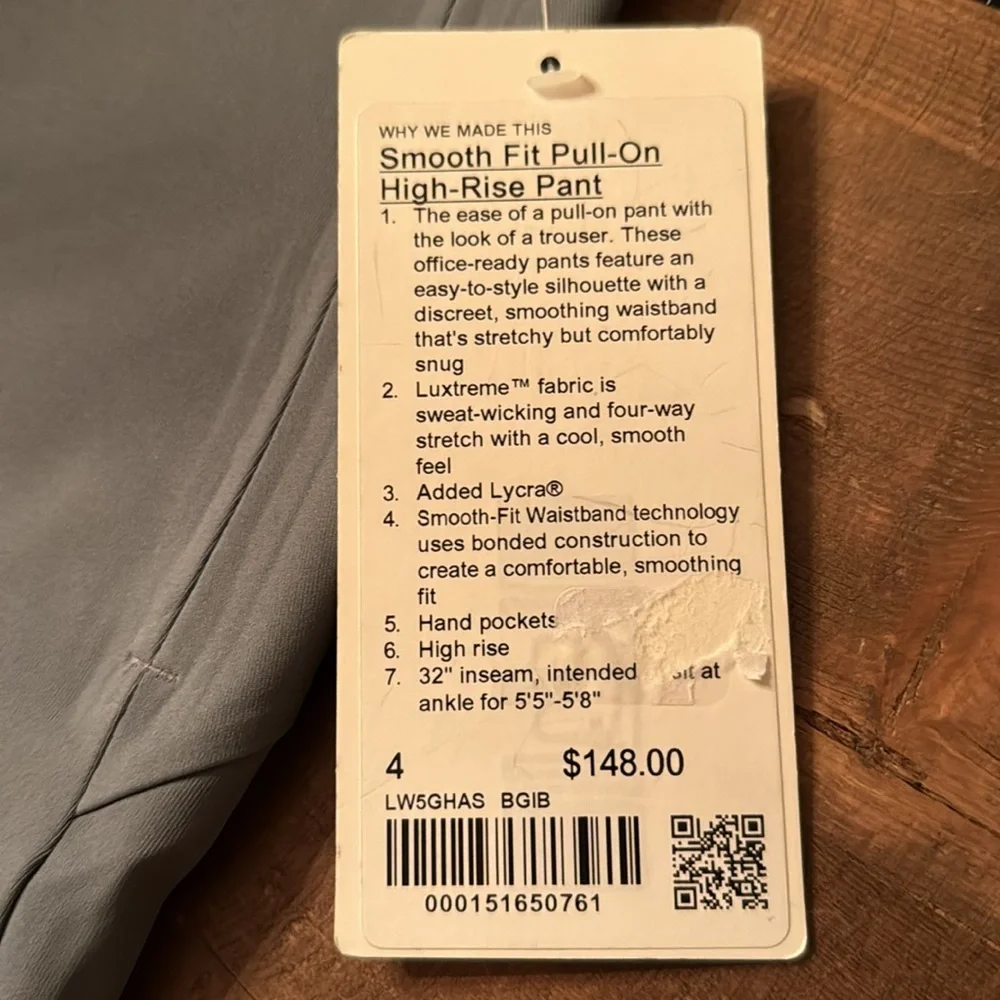 NWT Lululemon Smooth Fit Pull-on High-rise Pant, 4 - Picture 4 of 8